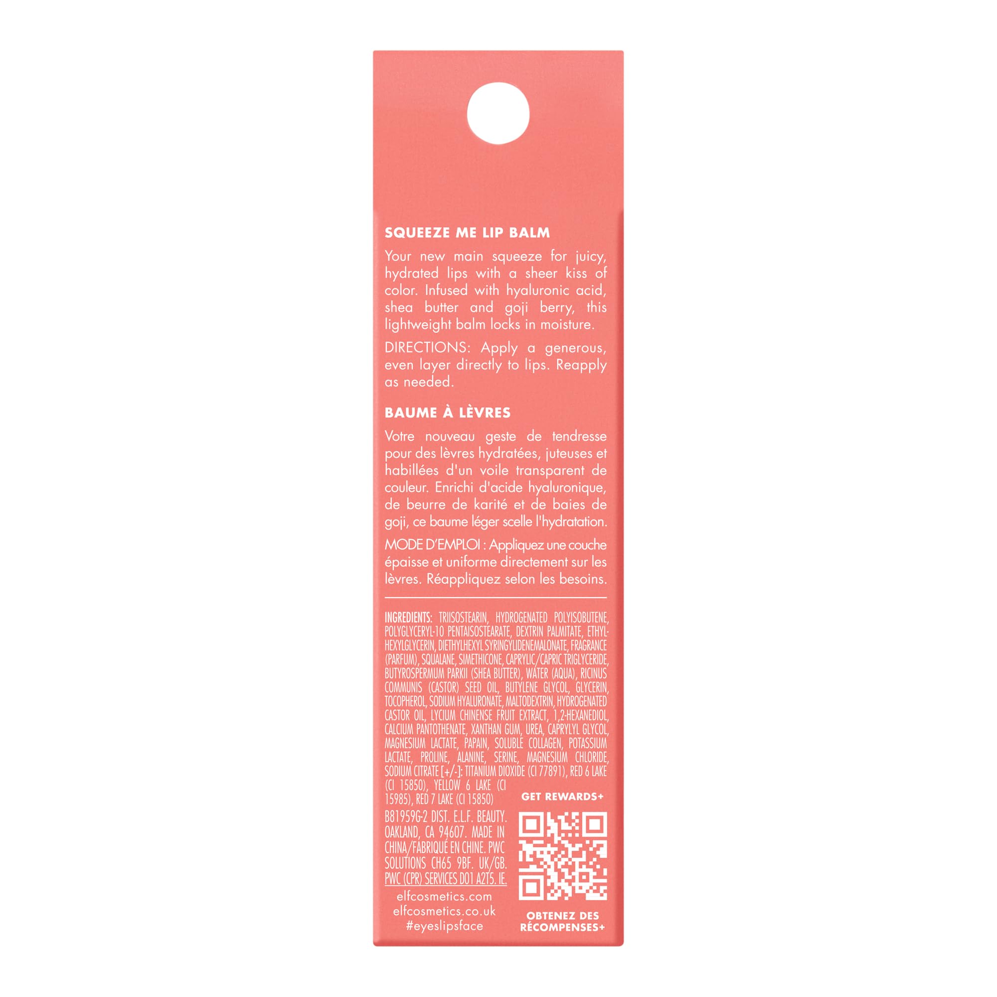 e.l.f. Squeeze Me Lip Balm, Moisturising Lip Balm For A Sheer Tint Of Colour, Infused With Hyaluronic Acid, Vegan & Cruelty-free, Strawberry