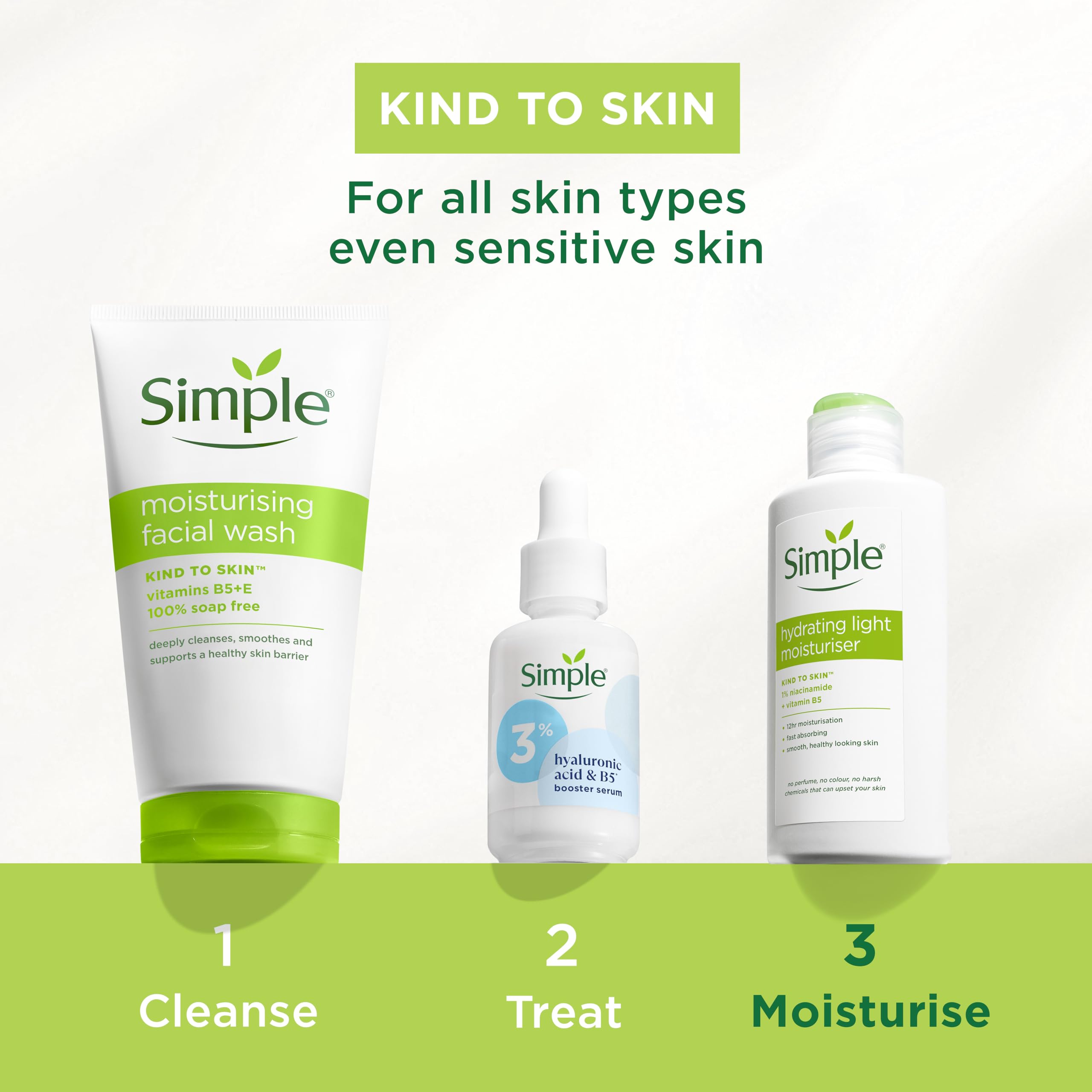 Simple Kind to Skin Hydrating Light Moisturiser Skin Care Product with Pro-Vitamins B5 and E for 12-Hour Moisturisation 125 ml
