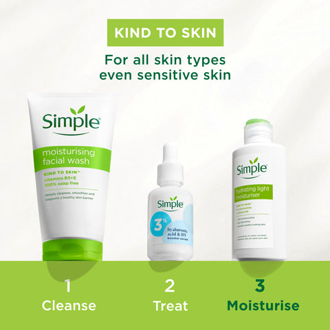 Simple Kind to Skin Hydrating Light Moisturiser Skin Care Product with Pro-Vitamins B5 and E for 12-Hour Moisturisation 125 ml