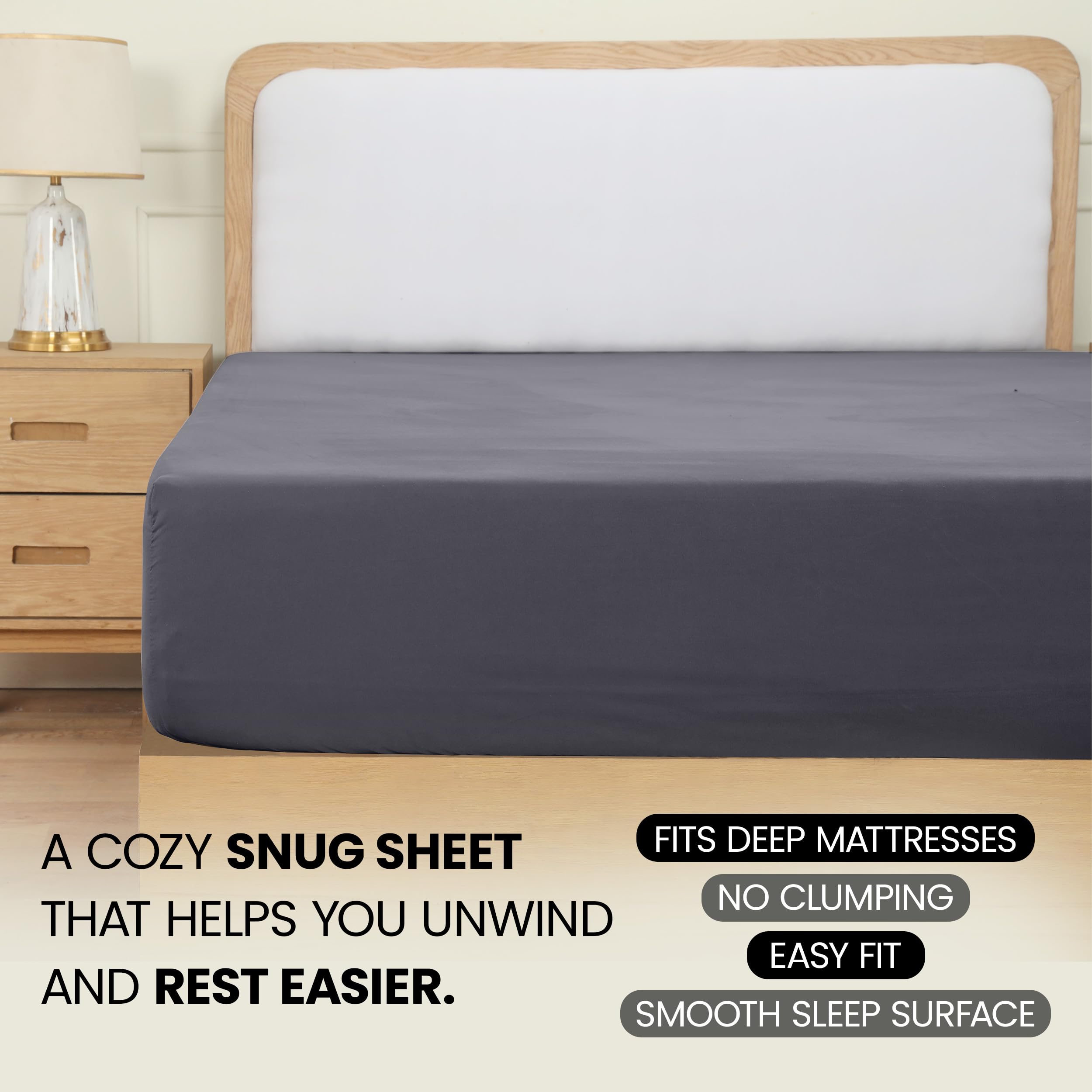 Utopia Bedding Fitted Sheet Double, Grey - Deep Pocket 14 inch (35 cm) - Easy Care - Soft Brushed Microfibre Fabric - Shrinkage and Fade Resistant - Bottom Sheet