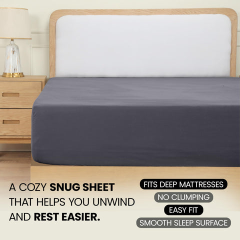 Utopia Bedding Fitted Sheet Double, Grey - Deep Pocket 14 inch (35 cm) - Easy Care - Soft Brushed Microfibre Fabric - Shrinkage and Fade Resistant - Bottom Sheet