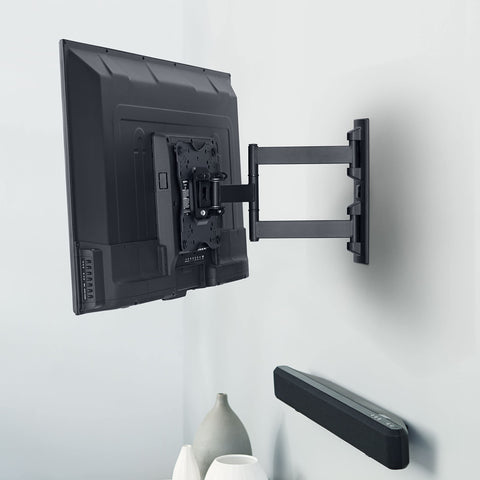 Amazon Basics TV Wall Bracket for 26-55 inch(66cm-140cm) TVs, Swivels Tilts TV Wall Mount for Flat & Curved TV, VESA 100x100mm to 400x400mm, holds up to 36kg, Black