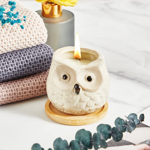 Kinforse Enchanting Owl Scented Candle Gifts for Her – Luxurious Sweet Orange Aromatherapy Candles, Unique Birthday Gifts for Women, Relaxing Bath & Home Set for Best Friends, Wife, Mother