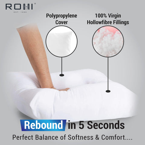 Rohi Set of 4 Hypoallergenic Cushion pads 45cm x 45cm - White polyster square Cushions - Standard stuffer pack of Cushion inserts 45cm x 45cm (Pack of 4 | 18"x18")