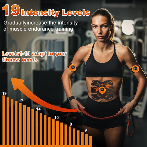 Dresz EMS Muscle Stimulator, Abs Stimulator Full Body with 8 Modes & 19 Intensities, Portable Electronic Toning Belts,16 Water Gel, Abs trainer For Abdominal/Arm/Leg/Hip Training, Unisex