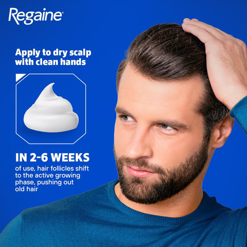 Regaine For Men Extra Strength Foam - Scientifically Proven To Help Stop Hereditary Hair Loss - Minoxidil Foam for Hair Regrowth - (3 x 73ml), Packaging May Vary