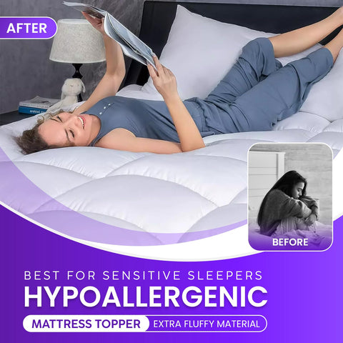 Linens World Small Double Mattress Topper, 10CM Extra Thick Mattress Topper Small Double Bed, 1000GSM Filling Fiber - Luxurious Comfort, Hypoallergenic, Elastic Straps Deep Pocket 4FT Topper