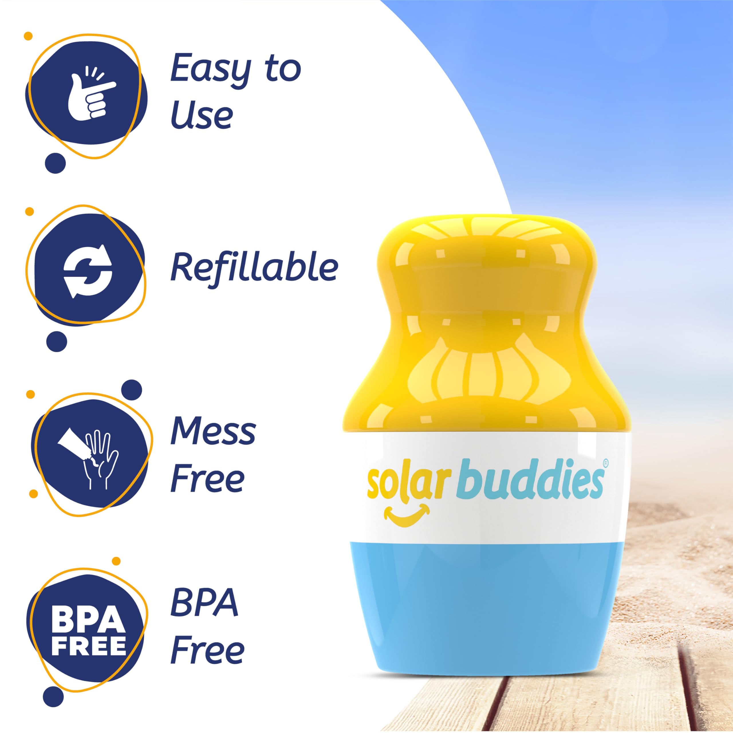 Solar Buddies Sunscreen Applicator - Blue & Green Duo - BPA-Free Refillable Roll on Sponge Sunscreen,Suncream & Lotion Applicator For Kids,Adults & Families-Holds 3.4fl oz, Perfect Size for Travel
