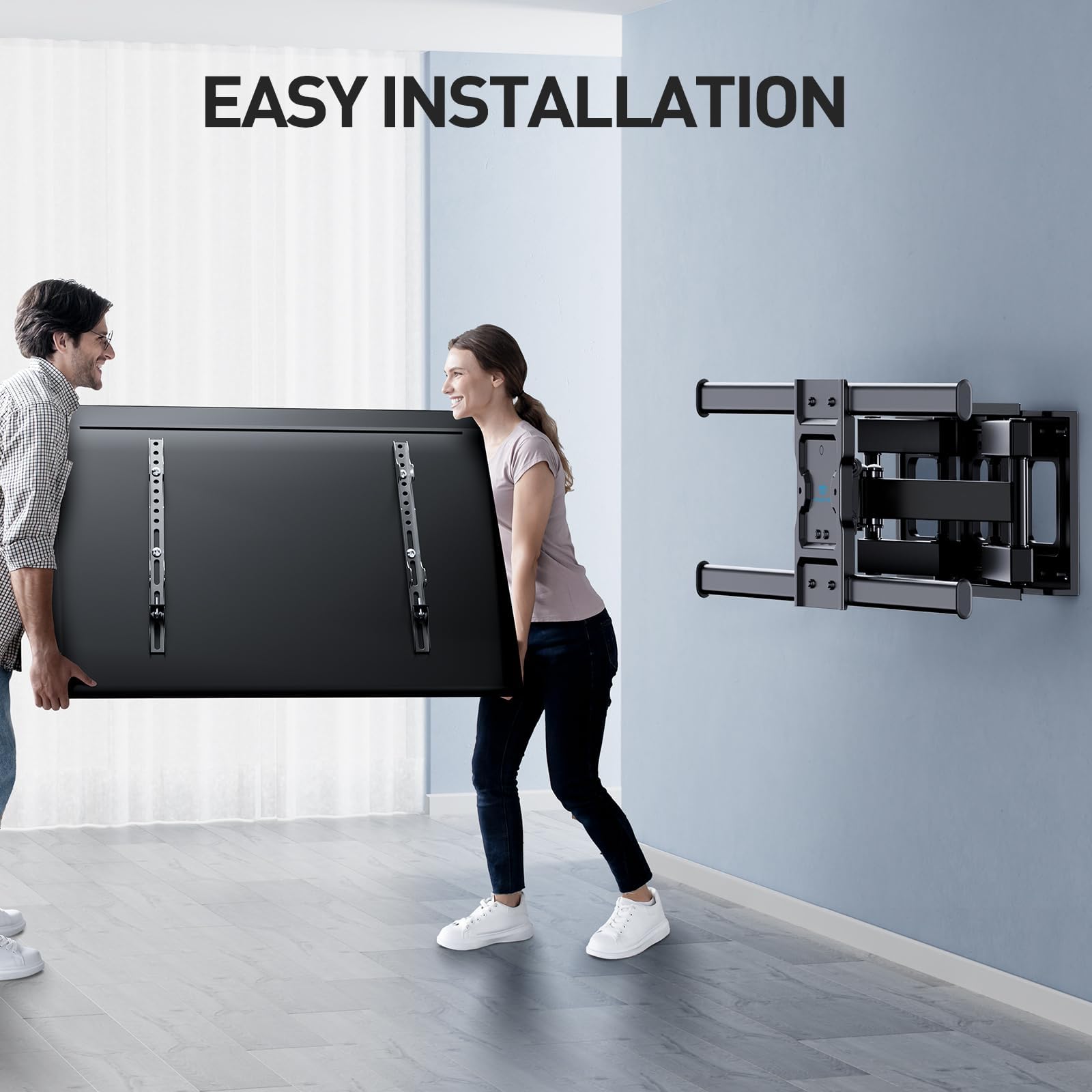 PERLESMITH TV Wall Bracket, for 37-85 Inch TVs up to 60kg, Swivel Tilt Extend TV Wall Mount, 55 65 inch Wall Brackets max VESA 600x400mm, PSPILFK1