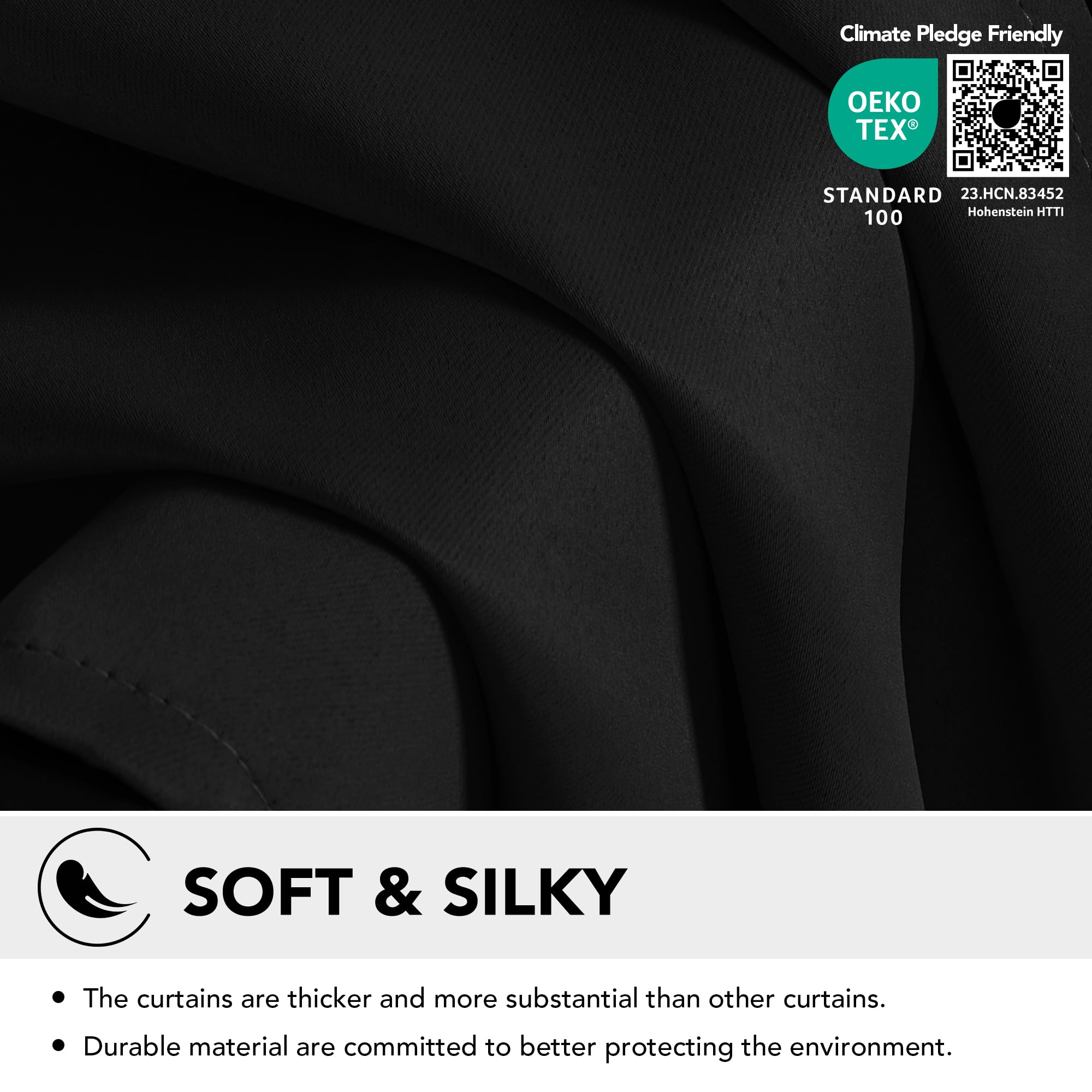 Deconovo Blackout Curtains Bedroom Super Soft Thermal Insulated Eyelet Blackout Curtains for Living Room 46 x 54 Inch Black 2 Panels