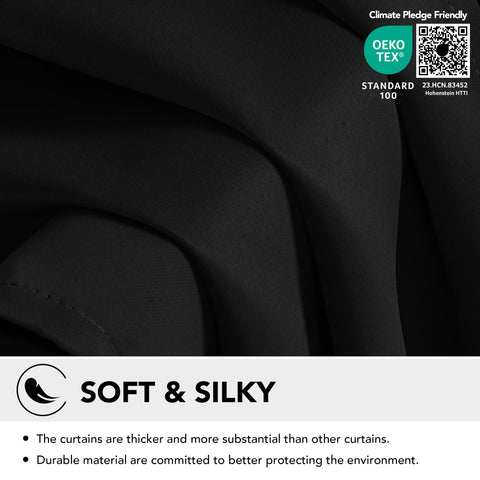 Deconovo Blackout Curtains Bedroom Super Soft Thermal Insulated Eyelet Blackout Curtains for Living Room 46 x 54 Inch Black 2 Panels
