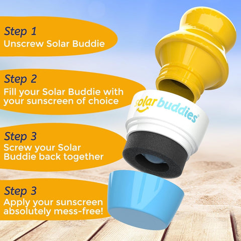 DUO BB Solar Buddies Refillable Roll On Sponge Applicator For Kids, Adults, Families, Travel Size Holds 100ml Travel Friendly for Sunscreen, Suncream and Lotions (Blue/Blue)