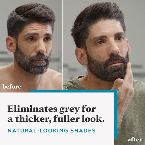 Just For Men Moustache & Beard M45 - Dark Brown Black Dye, Eliminates Grey For a Thicker & Fuller Look With An Applicator Brush Included – M45