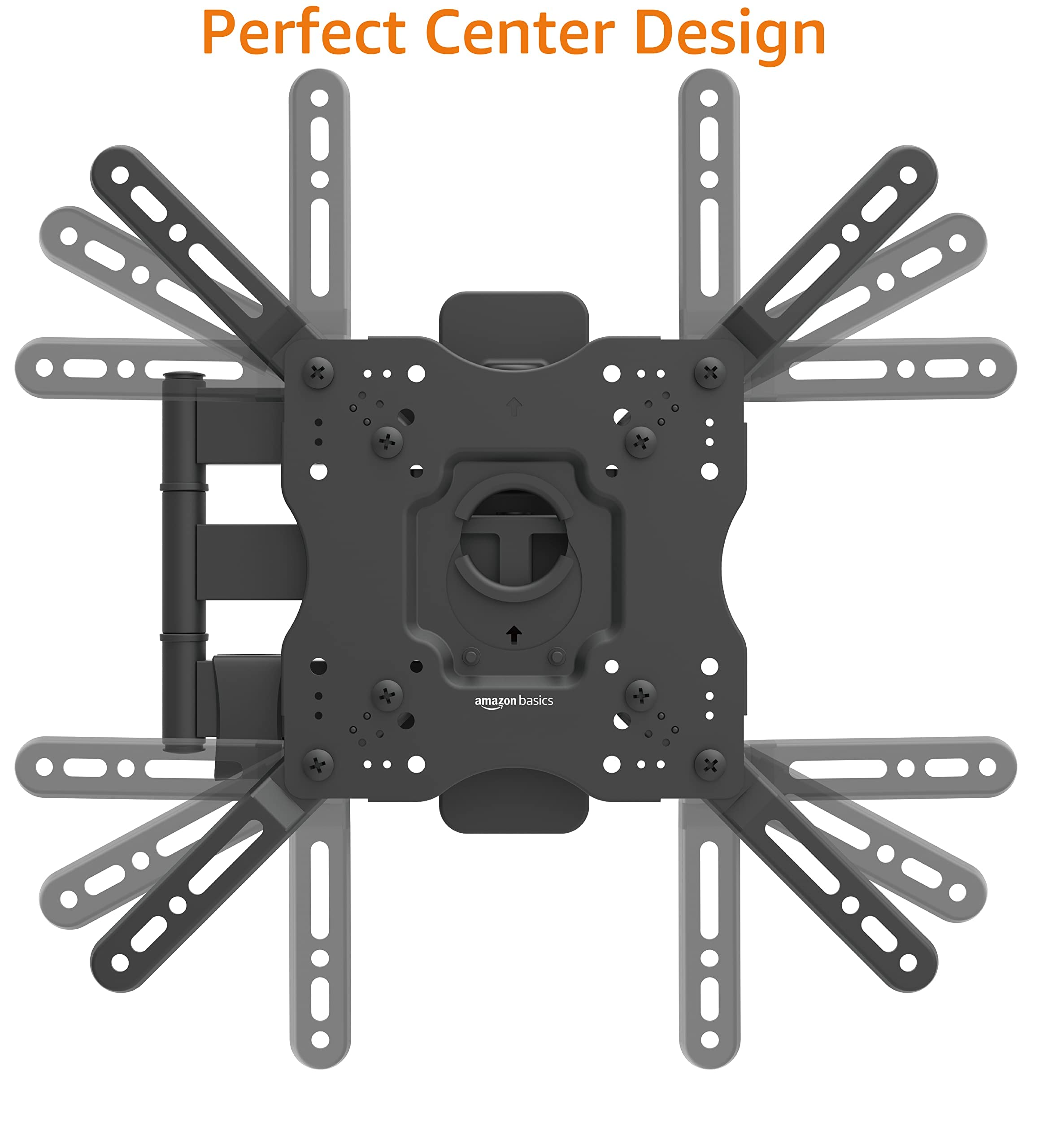 Amazon Basics TV Wall Bracket for 26-55 inch(66cm-140cm) TVs, Swivels Tilts TV Wall Mount for Flat & Curved TV, VESA 100x100mm to 400x400mm, holds up to 36kg, Black