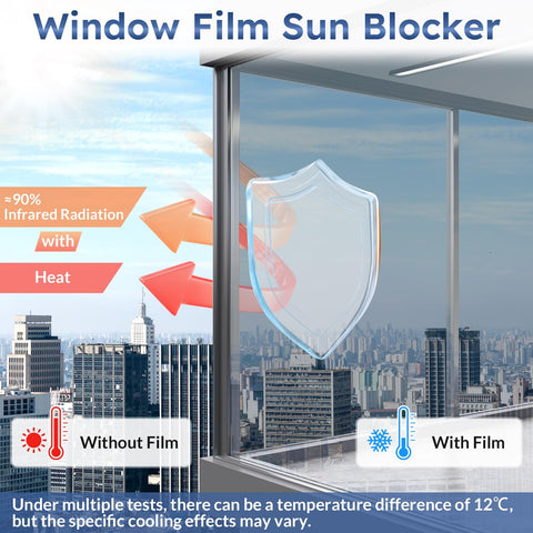 rabbitgoo Heat Reflective Window Film Privacy Film for Glass Windows, One Way Mirror Tint Sticker Sun Blocker, UV Glass Sticker Mirror Heat Reflector Thermal Solar Vinyl Silver 44.5x200cm