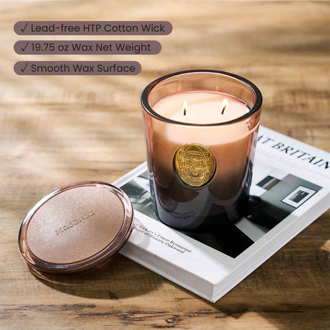 M&SENSE Scented Candles Gifts for Women 560g Mahogany Sandalwood, 2-Wick Natural Soy Wax Large Candle 110H Long Burning, Aromatherapy Candle Gift for Men, Perfect Halloween Christmas Birthday Gifts