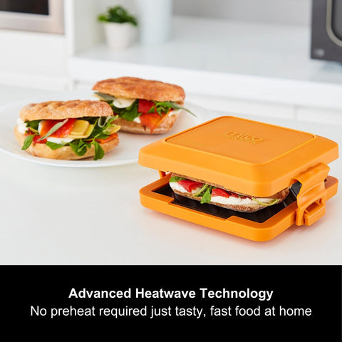 Morphy Richards Mico Microwave Toastie Sandwich Maker and Grill, Silicone Microwaveable Cookware, Non-stick Coating, Heatwave Technology, Compact, Dishwasher Safe, Quick/Easy Cooking, Orange, 511644