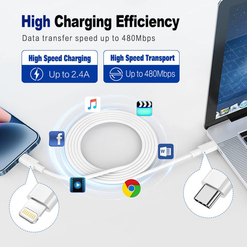 USB C to Lightning Cable 1M 2Pack [Apple MFi Certified] iPhone Fast Charger Cable USB-C iPhone charger Lead PD Charging Cable for iPhone 14 13 12 11 Pro Max XS XR 8 Plus