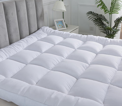 Hotel Quality Box Stitched Microfibre Mattress Topper 5cm Super soft Heavy Fill Orthopaedic Anti Allergy Quilted Mattress Topper (Double,137Cm X190cm)