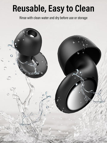 Ear Plugs for Sleep Noise Cancelling - 45dB, Customized Soft Earplugs for Concert, Reusable Waterproof Sleep earplugs for Travel/Work, with 8 Tips(S, M, L Size and Dual-Layer Earplug), Black