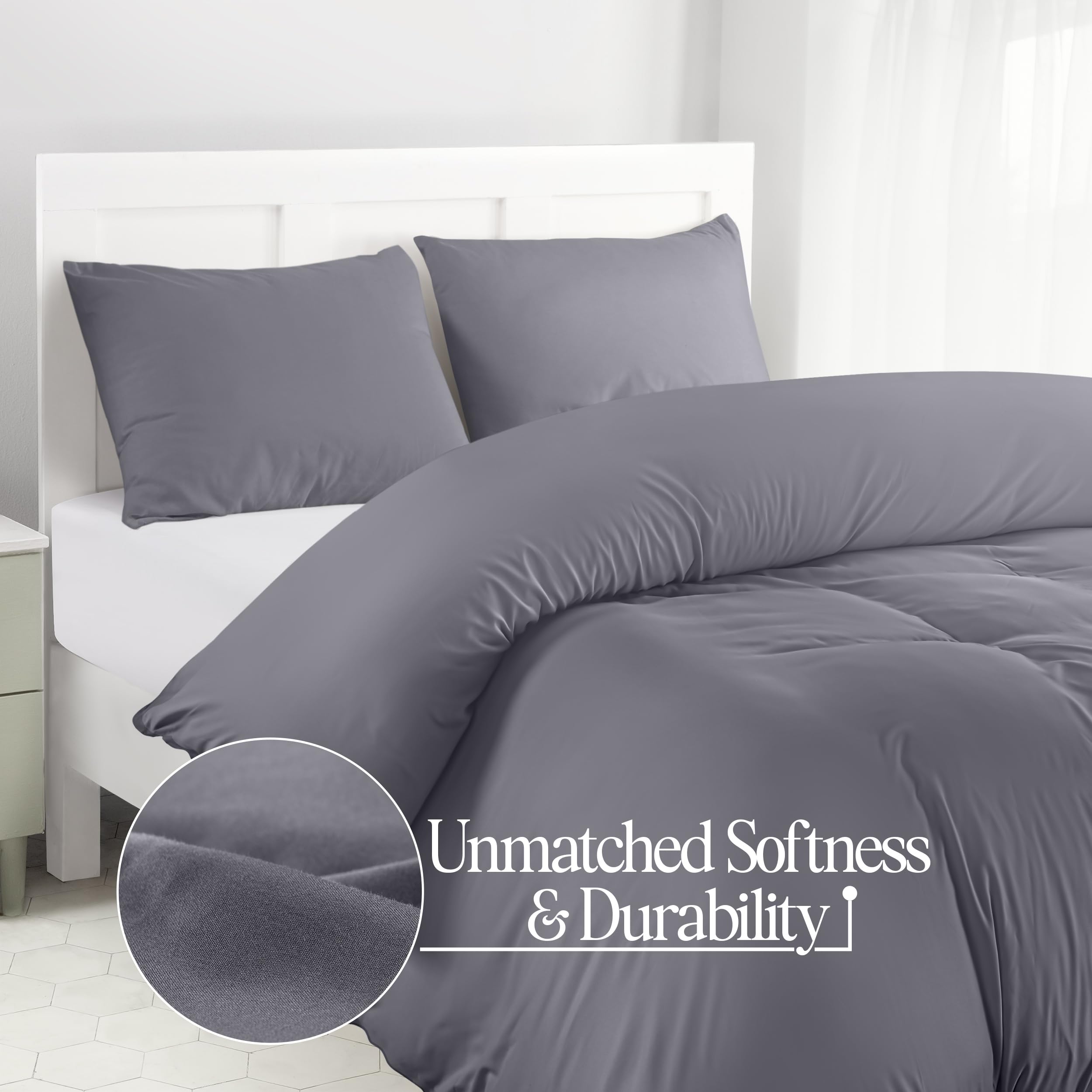 Utopia Bedding Duvet Cover Double - Soft Microfibre Polyester - Bedding Quilt Cover Set, with Pillow cases (Grey)