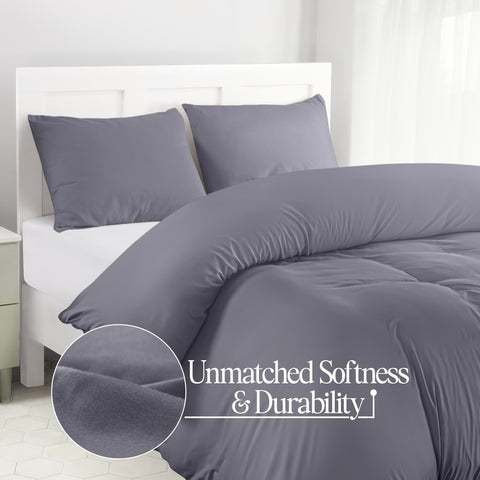 Utopia Bedding Duvet Cover Double - Soft Microfibre Polyester - Bedding Quilt Cover Set, with Pillow cases (Grey)