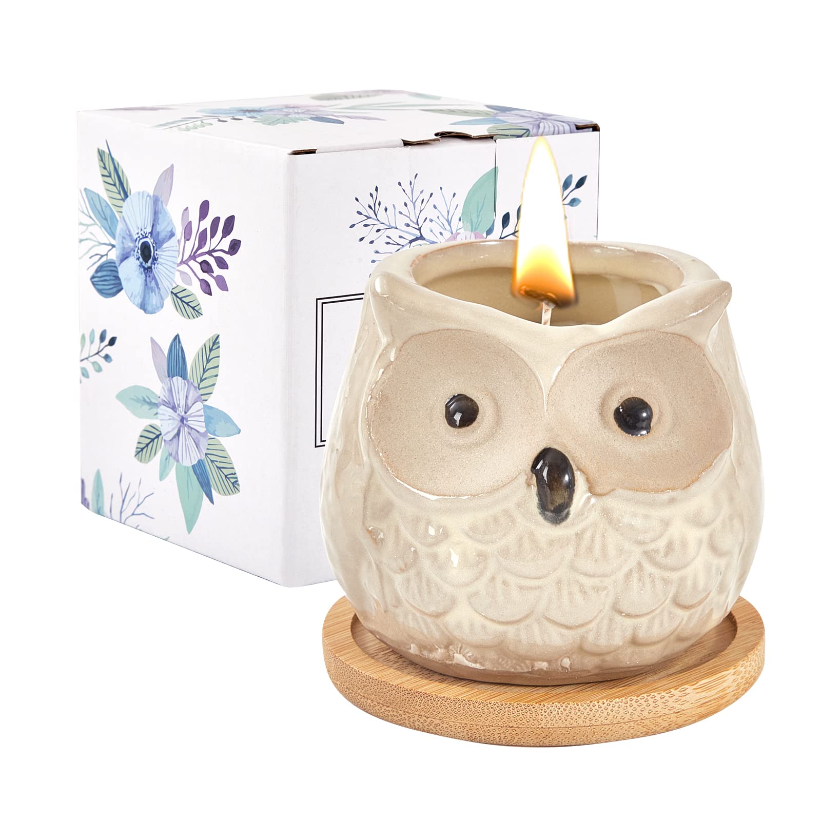Kinforse Enchanting Owl Scented Candle Gifts for Her – Luxurious Sweet Orange Aromatherapy Candles, Unique Birthday Gifts for Women, Relaxing Bath & Home Set for Best Friends, Wife, Mother