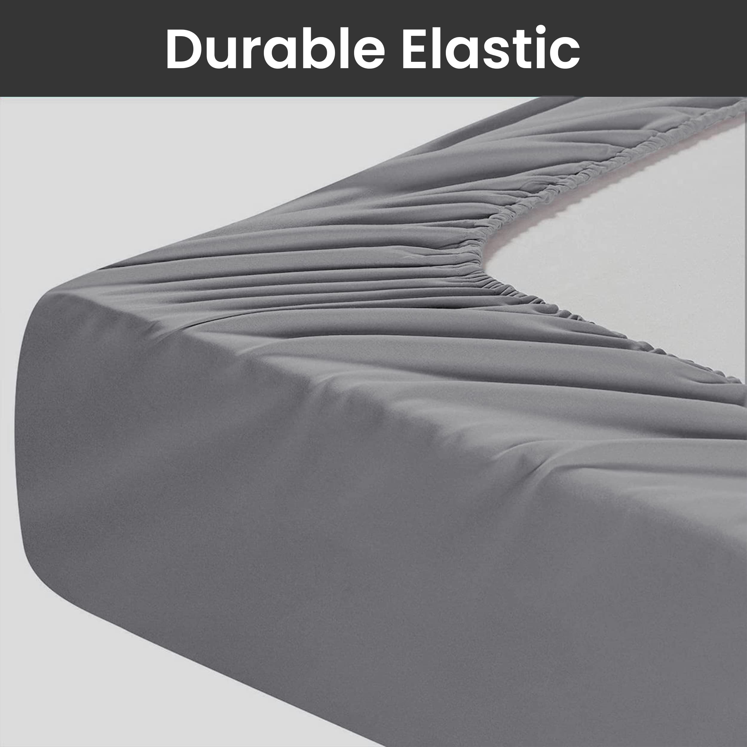 Moonlight Bedding King Size Fitted Sheets 40 Cm Extra Deep Pocket Grey Bed Sheets 16 inch Ultra Soft Bottom Sheet Brushed Microfiber Breathable Shrinkage and Fade Resistant
