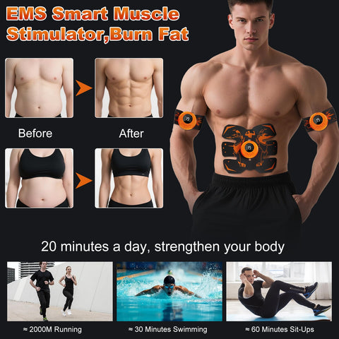 Dresz EMS Muscle Stimulator, Abs Stimulator Full Body with 8 Modes & 19 Intensities, Portable Electronic Toning Belts,16 Water Gel, Abs trainer For Abdominal/Arm/Leg/Hip Training, Unisex