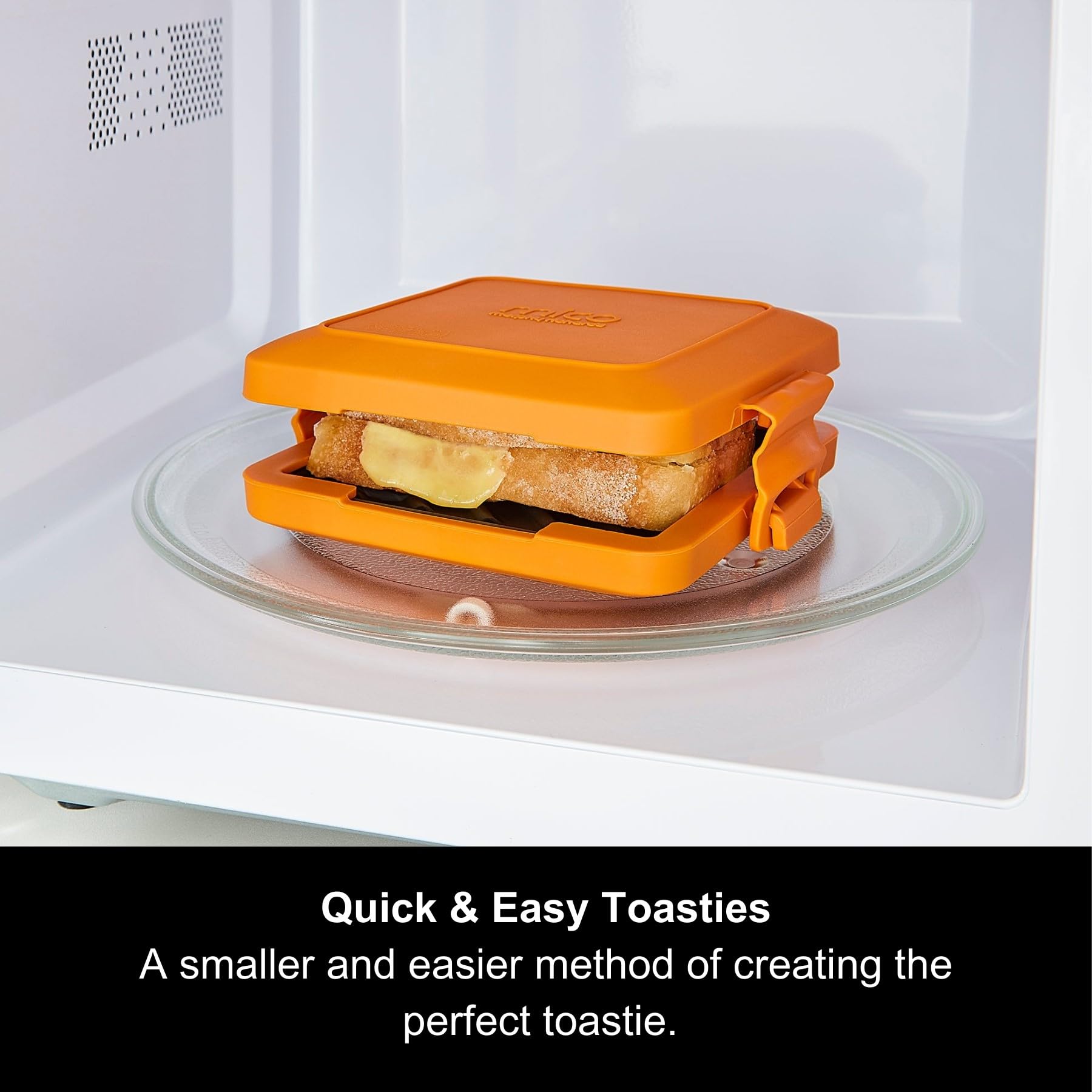 Morphy Richards Mico Microwave Toastie Sandwich Maker and Grill, Silicone Microwaveable Cookware, Non-stick Coating, Heatwave Technology, Compact, Dishwasher Safe, Quick/Easy Cooking, Orange, 511644