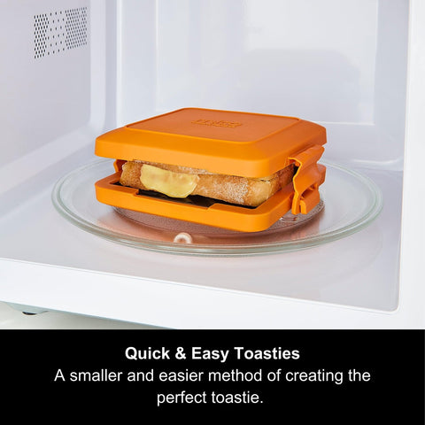 Morphy Richards Mico Microwave Toastie Sandwich Maker and Grill, Silicone Microwaveable Cookware, Non-stick Coating, Heatwave Technology, Compact, Dishwasher Safe, Quick/Easy Cooking, Orange, 511644