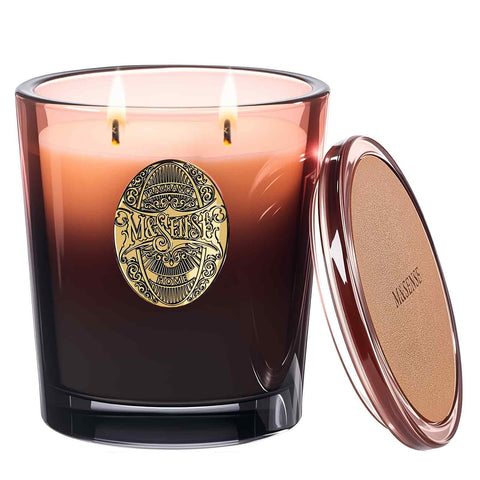 M&SENSE Scented Candles Gifts for Women 560g Mahogany Sandalwood, 2-Wick Natural Soy Wax Large Candle 110H Long Burning, Aromatherapy Candle Gift for Men, Perfect Halloween Christmas Birthday Gifts