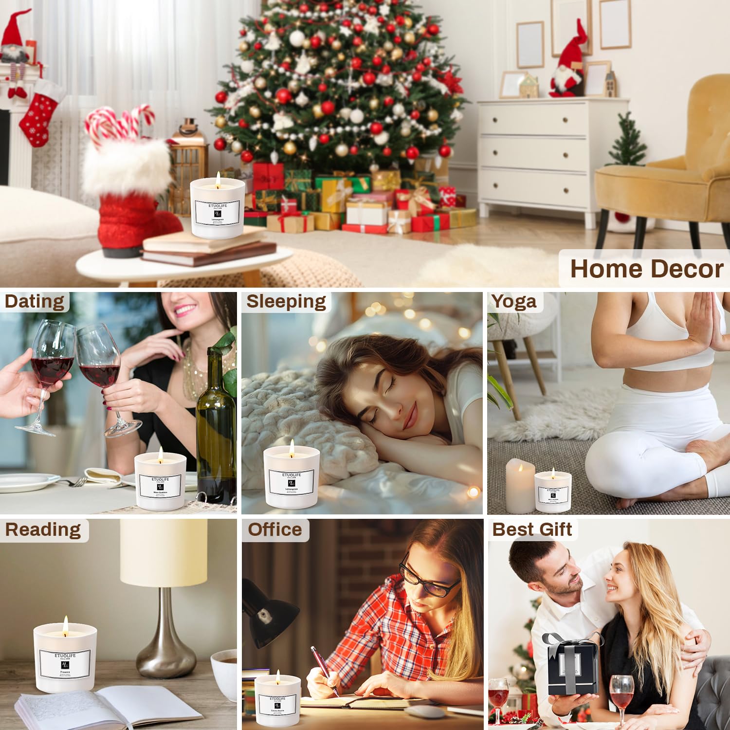 Candles Gifts for Women Men,High-end Luxury Scented Candle Gift Aromatherapy Natural Soy Wax Candles for Home,Promotes Sleep Relieves Stress Perfect for Bath Yoga Wedding Valentine's Day Christmas