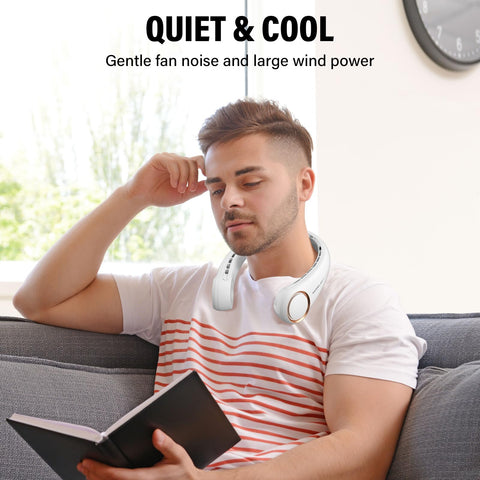 Morelax Neck Fan, Portable Neck Fan,Hands Free Bladeless Mini Fan with 360°Cooling Airflow, 3 Speeds Adjustable,Ultra Quiet Wearable, Suitable for Indoor Outdoor Travel Sports (White)