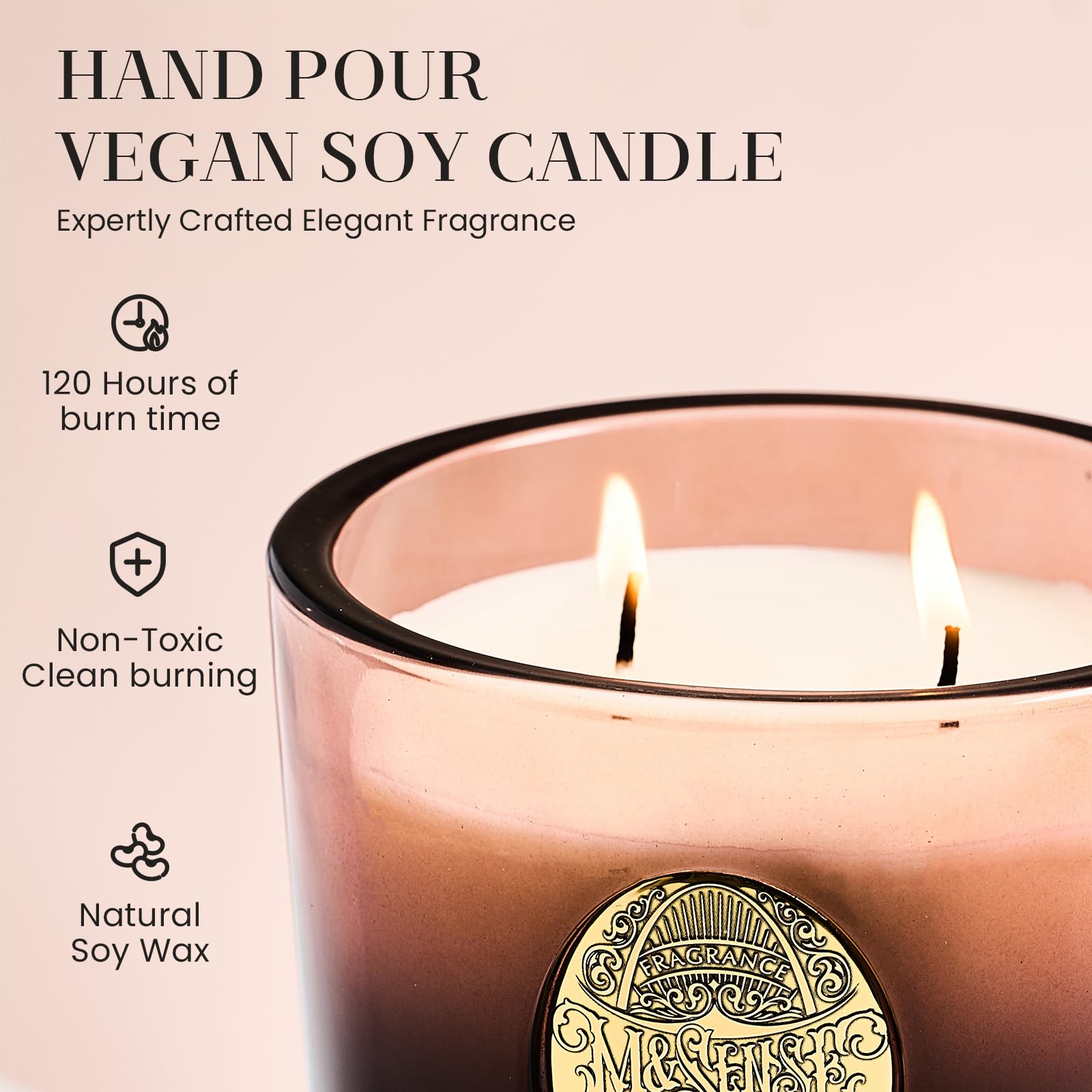 M&SENSE Scented Candles Gifts for Women 560g Mahogany Sandalwood, 2-Wick Natural Soy Wax Large Candle 110H Long Burning, Aromatherapy Candle Gift for Men, Perfect Halloween Christmas Birthday Gifts