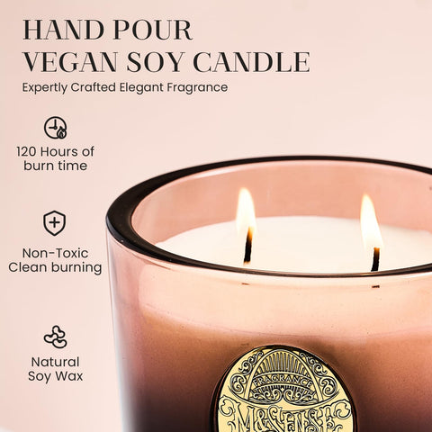 M&SENSE Scented Candles Gifts for Women 560g Mahogany Sandalwood, 2-Wick Natural Soy Wax Large Candle 110H Long Burning, Aromatherapy Candle Gift for Men, Perfect Halloween Christmas Birthday Gifts