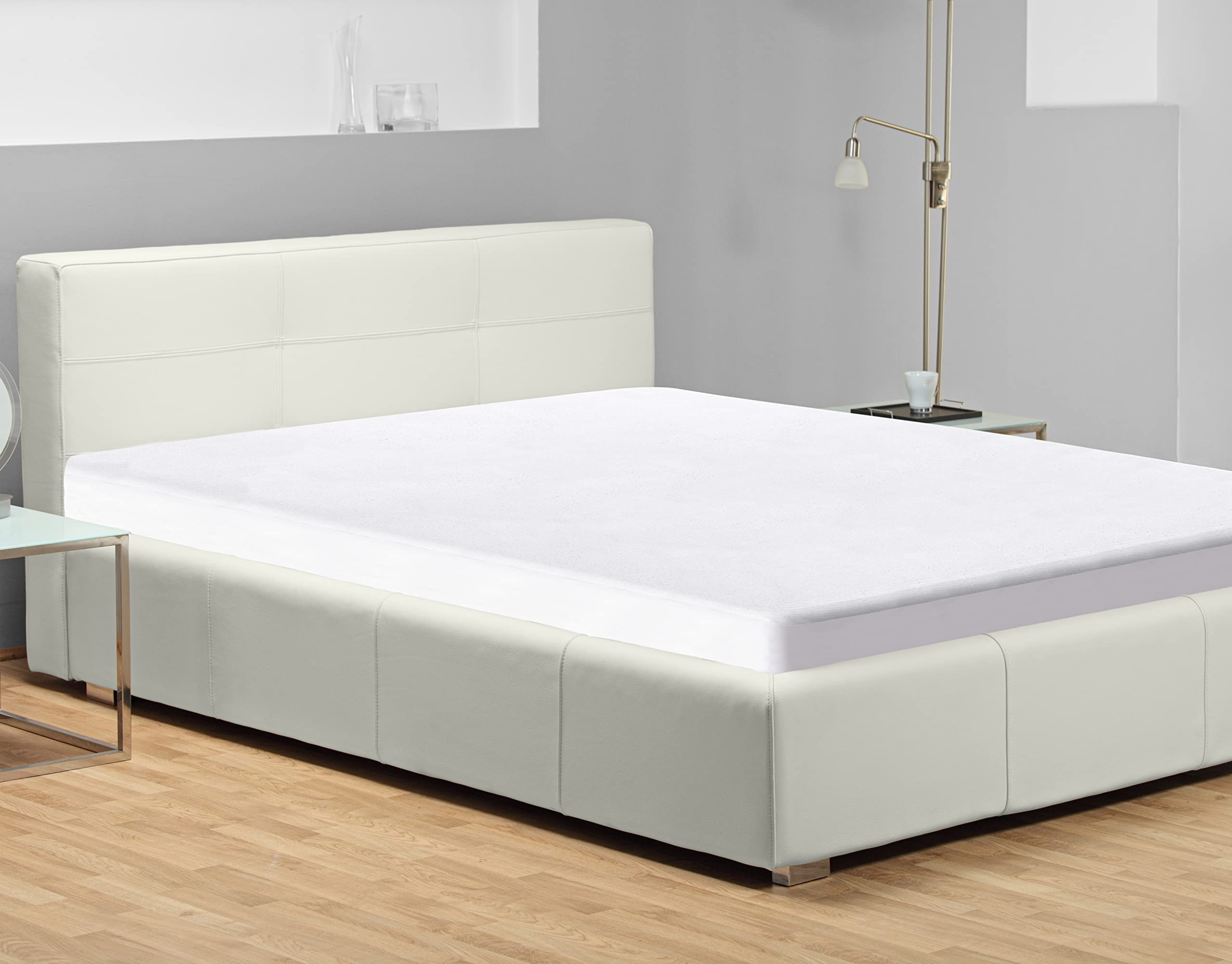 IMFAA 100% Waterproof Mattress Protector-Extra Deep 40 Cm Stretch Skirt Terry Towel Double Bed Mattress Protector – Washable, Anti Allergy and Breathable Fitted Mattress Cover. (Double(137x190+40)Cm)