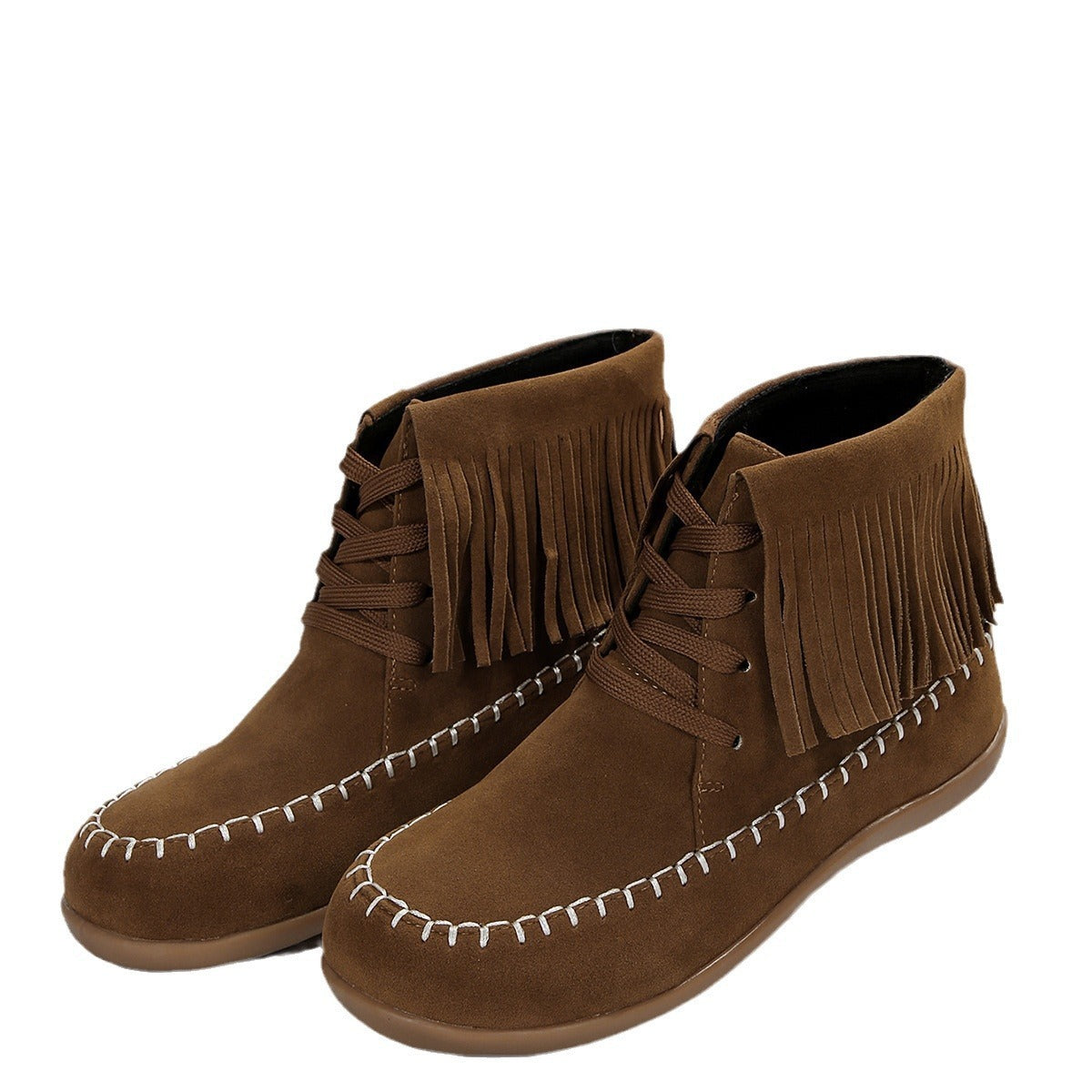 Plus Size Tassel Lace-up Booties Female