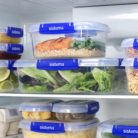 Sistema KLIP IT PLUS Leakproof Food Storage Containers | 1 L | Airtight, Stackable & Nestable Meal Prep Containers with Lids | School Lunch Boxes | BPA-Free | 3 Count