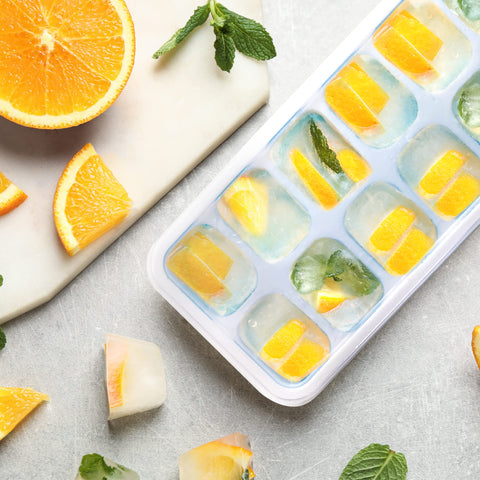 KEPLIN 2pk Silicone Ice Cube Trays with Non-Spill Lids, Easy to Remove Tray, LFGB Certified BPA Free, Flexible Silicone Ice Cube Moulds, Parties, Drinks, Cocktails & Frozen Liquids (2pk Blue)