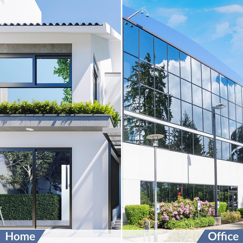 rabbitgoo Heat Reflective Window Film Privacy Film for Glass Windows, One Way Mirror Tint Sticker Sun Blocker, UV Glass Sticker Mirror Heat Reflector Thermal Solar Vinyl Silver 44.5x200cm
