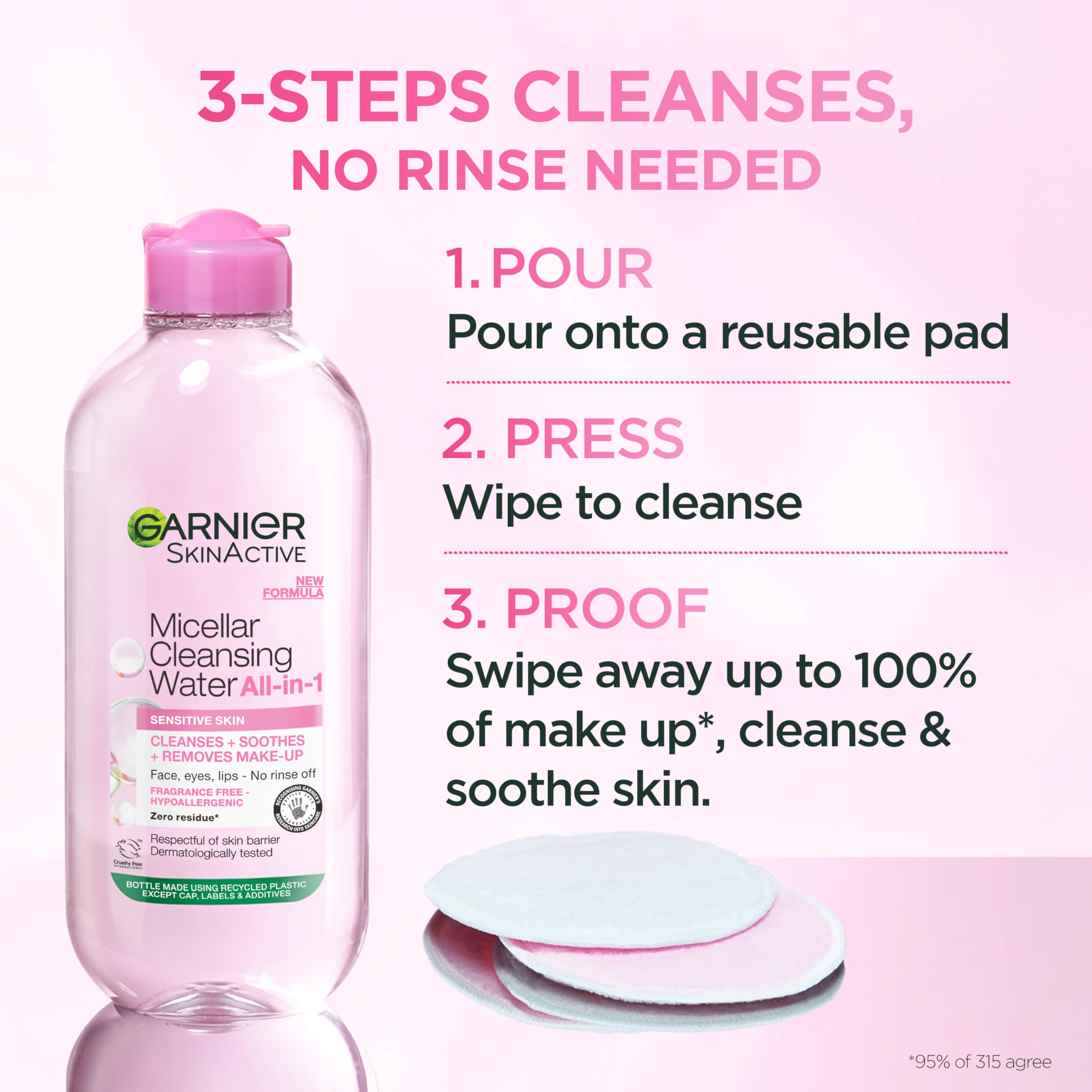 Garnier Micellar Cleansing Water, Gentle face Cleanser & Makeup Remover, Fragrance-Free, Vegan Formula, Suitable For All Skin Types, Even Sensitive, Skin Active, 700ml