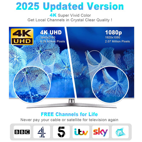 Digital TV Aerial 350+ Miles Long Range - Amplified HD TV Antenna Indoor for Freeview TV Support 4K 1080P (Bright Black)