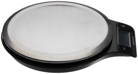 Amazon Basics Digital kitchen scales with LCD display (with batteries), Black and Stainless Steel, BPA free, Weighs up to 11 pounds