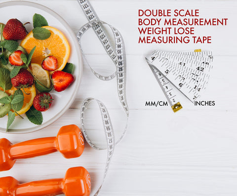 Dual Sided Durable Measuring Tape for Body and waist Measure includes free BMI weight control app and eBook, Clothes Fabric Sewing Tape Made Of Flexible Fiber Glass