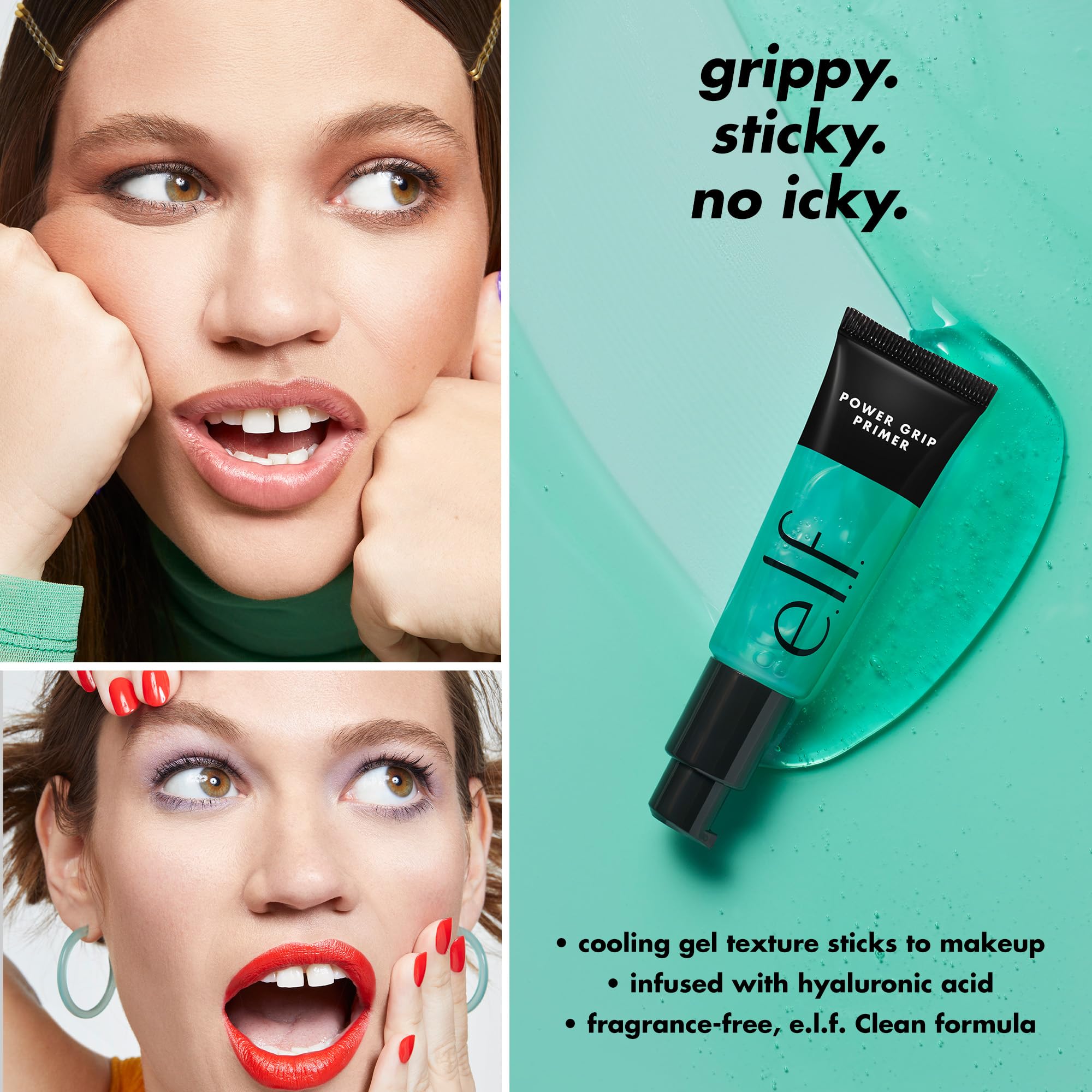 e.l.f. Power Grip Primer, Gel-Based & Hydrating Face Primer For Smoothing Skin & Gripping Makeup, Moisturizes & Primes, 0.811 Fl Oz, Clear