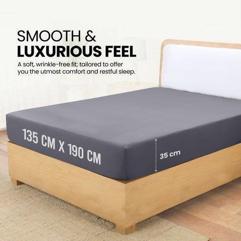 Utopia Bedding Fitted Sheet Double, Grey - Deep Pocket 14 inch (35 cm) - Easy Care - Soft Brushed Microfibre Fabric - Shrinkage and Fade Resistant - Bottom Sheet
