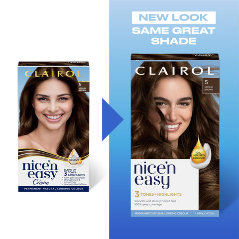 Clairol Nice'n Easy Crème Permanent Hair Dye, 4 Dark Brown, 230g