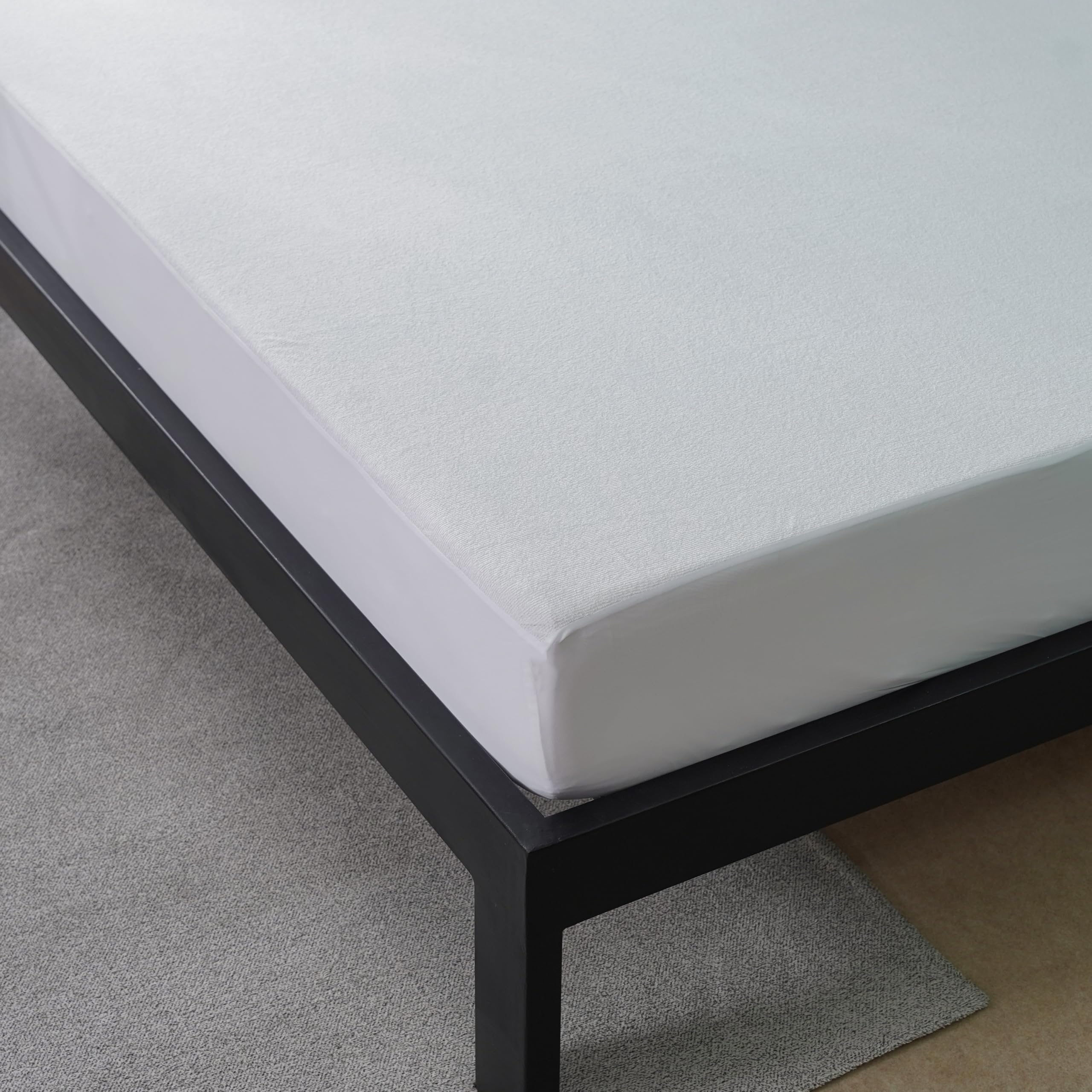 IMFAA 100% Waterproof Mattress Protector-Extra Deep 40 Cm Stretch Skirt Terry Towel Double Bed Mattress Protector – Washable, Anti Allergy and Breathable Fitted Mattress Cover. (Double(137x190+40)Cm)