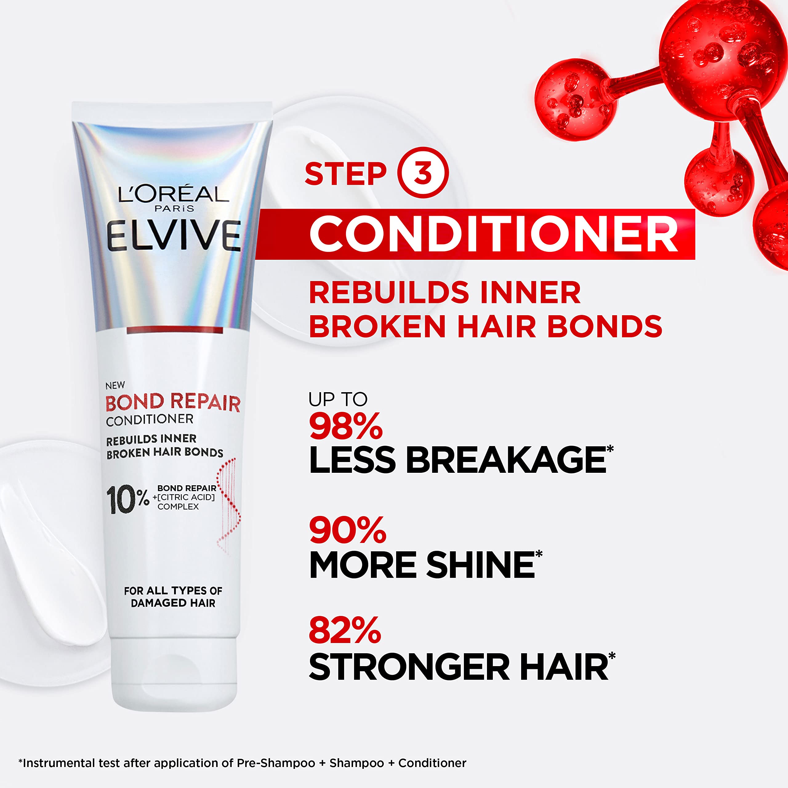 L'Oreal Paris Elvive Bond Repair Conditioner, for Damaged Hair, for Deep Repair, Bonding Hair Care, 150ml